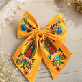 Embroidered Virgen de Guadalupe Hair Bow - Mexican Floral Mono, First Communion Gift