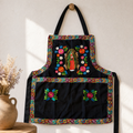 Virgen de Guadalupe Embroidered Apron - Handmade Mexican Mandil with Crochet Trim