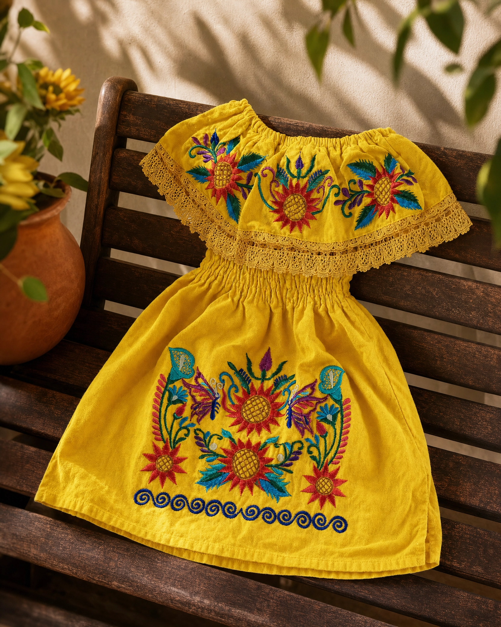 yellow mexican dress Embroidered Sunflower for Girls Plus Size Cheap Prom The rich embroidery decorates wall mounted dressing table with storage Size:38 Short Jacket+32 Waist Adjustable 28to34)(Height: 5’4”to5’7”)(Neck 15-16.5)S-M)ggg